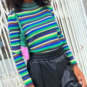 Lisa Says Gah Striped Turtleneck
